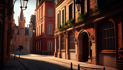 Obraz premium European artistic architechture streets buildings shops