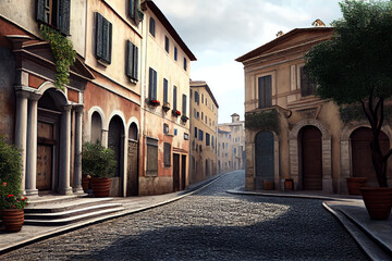 Fototapeta premium European artistic architechture streets buildings shops