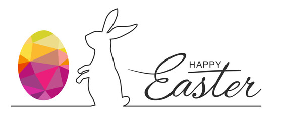Happy easter lettering graphic with rabbit. - 579016867