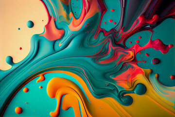 Colorful liquid paint splash background. Generative AI