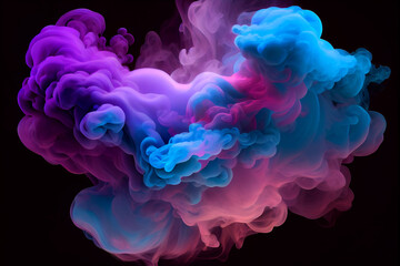 Obraz premium Smoke clouds background. Blue and pink dust. Colorful ink in water. Generative AI