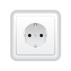 electric socket, white color, isolated, vector illustration 