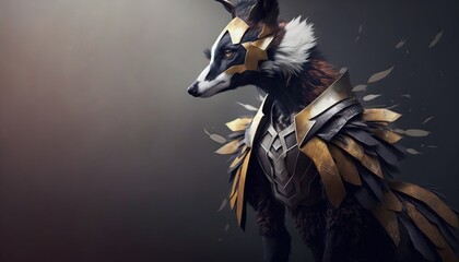 The anthropomorphic raccoon. Wild animal in human clothes, wallpaper. Realistic background with the humanoid-like animal creature, generative ai. 