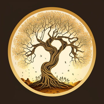 Lebensbaum - Thema Tarotkarten, inneres Gleichgewicht oder Lebenszyklus - Generative AI Illustration