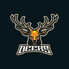 Deer mascot logo design vector with modern illustration concept style for badge, emblem and t shirt printing. Deer illustration for sport and esport team.