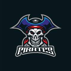 Pirates mascot logo design vector with modern illustration concept style for badge, emblem and t shirt printing. Skull pirates illustration for sport and esport team.