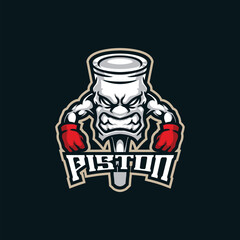 Piston mascot logo design vector with modern illustration concept style for badge, emblem and t shirt printing. Angry piston illustration.