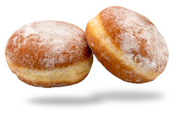 German Krapfen, donuts sprinkled with powdered sugar fried for carnival, in Italy called bombolone,