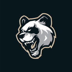 Panda mascot logo design vector with modern illustration concept style for badge, emblem and t shirt printing. Angry head panda illustration for sport and esport team. © izzatulkhotim666