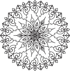 Flower Mandala doodle design with decorative elements. Hand drawn. Coloring for adult and kids or background. Vector Illustration
