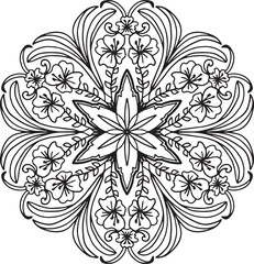 Flower Mandala doodle design with decorative elements. Hand drawn. Coloring for adult and kids or background. Vector Illustration
