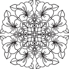 Flower Mandala doodle design with decorative elements. Hand drawn. Coloring for adult and kids or background. Vector Illustration
