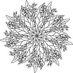 Flower Mandala doodle design no.6 with decorative elements. Hand drawn. Coloring for adult and kids. Vector Illustration
