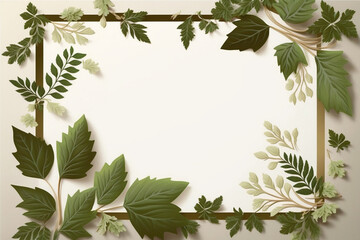 Naklejka premium Green leaves frame. Generative ai.