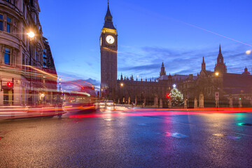Fototapeta na wymiar Big Ben and Houses of Parliament in London, UK. Colorful sunrise