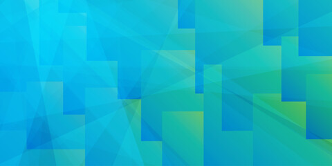 Simple Overlapping Rectangular Frames of Various Sizes, Colored in Shades of Green and Blue - Geometric Shapes Pattern, Gradient Texture on Wide Scale Background - Design Template in Editable Vector