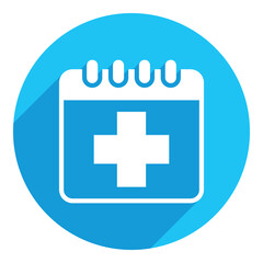 Fototapeta premium Appointment for health. long shadow design. blue background.