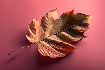 leaf on pink background created using Generative AI Technology