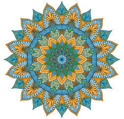 Luxury Mehndi Henna Drawing Circular Mandala pattern for tattoo, decoration premium product poster or painting. Decorative ornament in ethnic oriental style. Outline doodle hand draw illustration