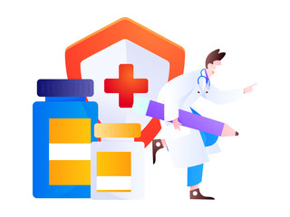 Medical Characters Anti-epidemic Flat Vector Concept Operation Hand Drawn Illustration
