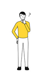 疑問を持つ定年退職したシニア・中年男性