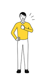 胸を叩く定年退職したシニア・中年男性