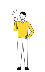 ガッツポーズをする定年退職したシニア・中年男性