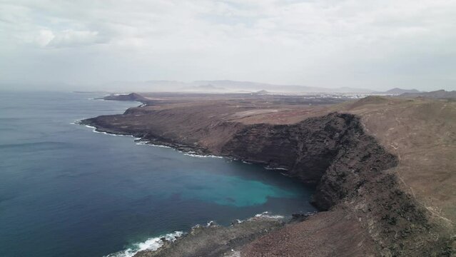 Drone overview of Lanzarote West Coast near Tenesar