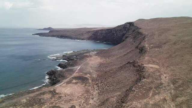 Drone overview of Lanzarote West Coast near Tenesar