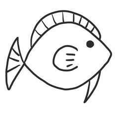 Cute fish sketch doodle element 