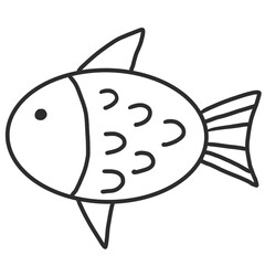 Cute fish sketch doodle element 