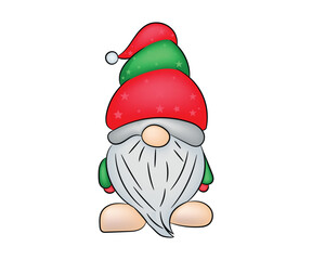 Cute Christmas gnome vector drawing Illustration design