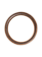 Vintage Round shape wooden frame isolated on white background