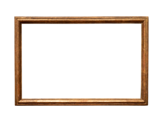 Vintage golden wood frame isolated on white background