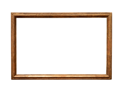 Vintage golden wood frame isolated on white background
