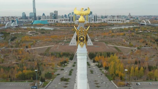 October 15, 2022 Astana, Republic of Kazakhstan: Landmark of the city Monument Cossack Eli