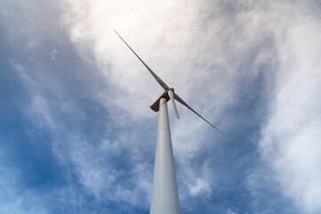Seascape with Turbine Green Energy Electricity, Windmill for electric power production, wind turbines generating electricity on the sea at Bac Lieu province, Vietnam