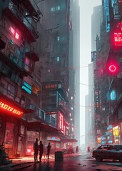 Fototapeta premium a neon cyber punk dystopian city