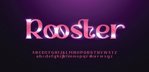 Rooster font alphabet letters outline linear contour typography techno digital characters.