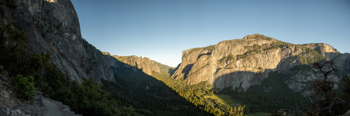 El Capitan and Eagle Tower In Sunlight Panorama