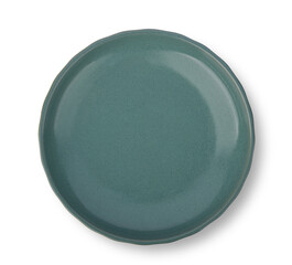 Dark green ceramic plate isolated on white background