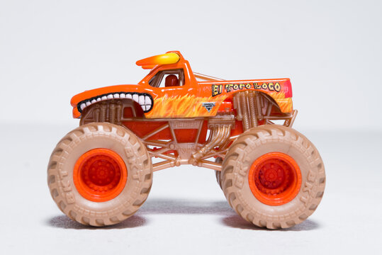 kent, uk 01.01.2023 Hot Wheels Monster Truck el toro loco monster jam die cast toy car. vintage and modern hot wheel collectable toy cars for kids. Car crush racing 4 x 4 muscle car