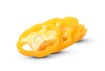 Fototapeta na wymiar Slice of Sweet yellow pepper on a white background.