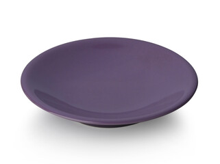 The violet ceramic plate on white background.