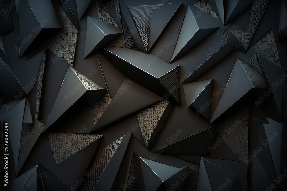 Poster abstract 3d rendering of low poly shape. futuristic background design. generative ai