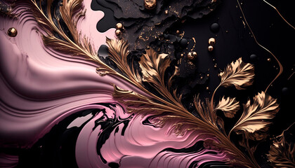 Black, Pink and Gold Luxury Background. generative ai