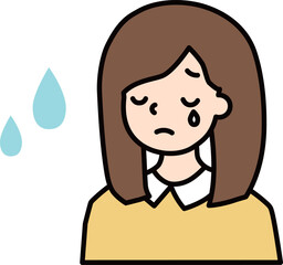泣いている女性のシンプルなアイコン