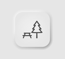 Outside area icon in neumorphism style. Icons for business, UI, UX. Picnic symbol. Terrace, backyard, rest area. Neomorphic style. Vector illustration.