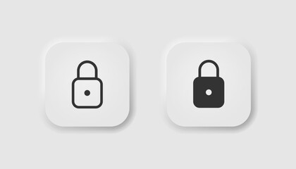 Lock icon in neumorphism style. Icons for business, white UI, UX. Locked symbol. Password, safety, secure, login, private, padlock, for app. Neumorphic, line style. Vector illustration.