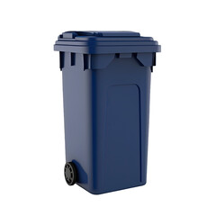 Trash bin. Blue dust bin isolated on transparent background. Trash Container. Blue garbage bin on the white background.
